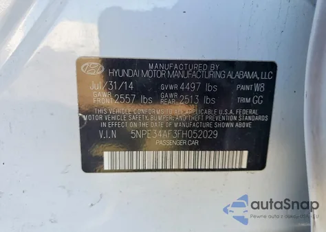 2015 Hyundai Sonata Sport z USA, uszkodzony, nr VIN 5NPE34AF3FH052029